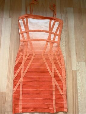 Stretta Orange and Cream Strappy Ombre Mini Dress